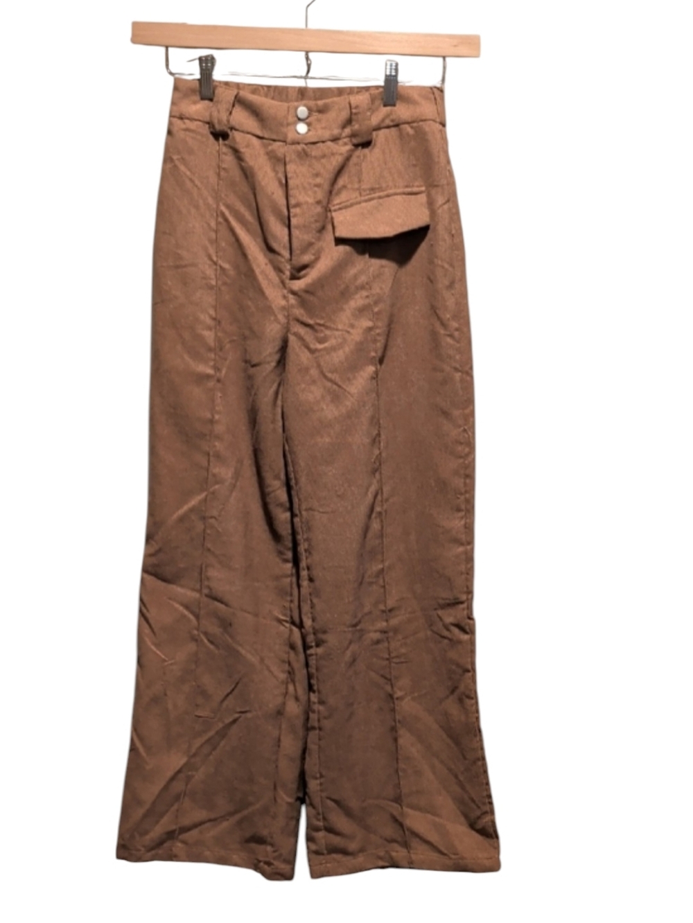 SHEIN Brown Wide-Leg Corduroy Pants with Flap Pocket (#807)
